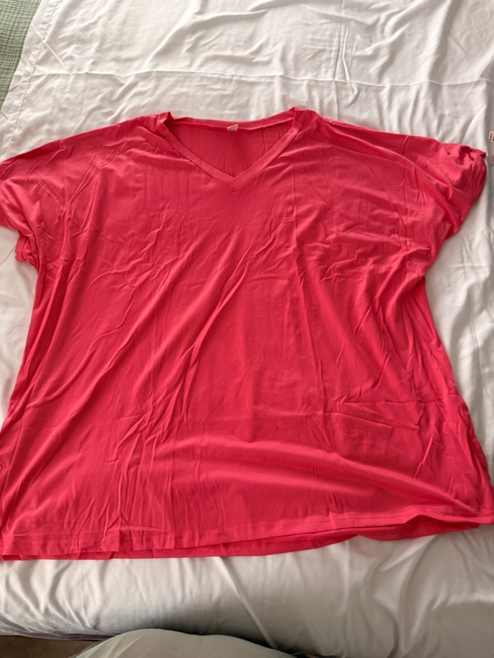 Women’s V-Neck Relaxed Fit Top - Hot Pink